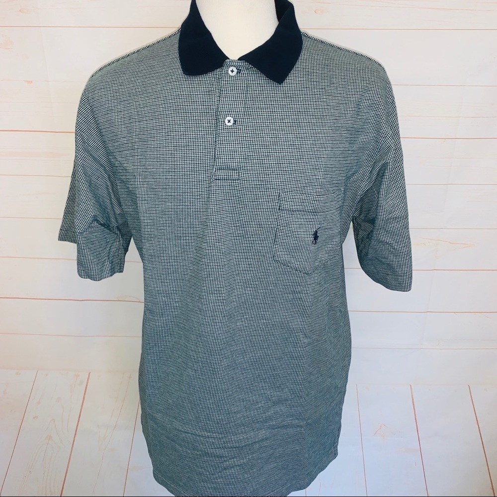 Polo Ralph Lauren Xl Houndstooth Polo Shirt Pocket